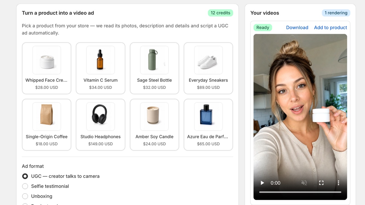 The whole app, right inside your Shopify admin